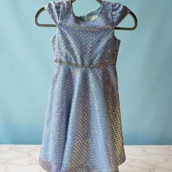 RARE EDITIONS Size 6 Light Blue & White Sparkle Party Dress - Picture 2 of 3